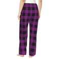 thumbnail image 3 of Naloa Purple Black Plaid Print Women’s Ultra-Soft Comfy Pajama Lounge Pants with Pockets & Drawstring, 3 of 8