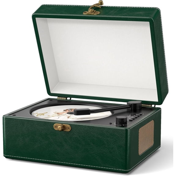 VinylsLink Bluetooth CD Boombox with User Manual, Rechargeable, Green