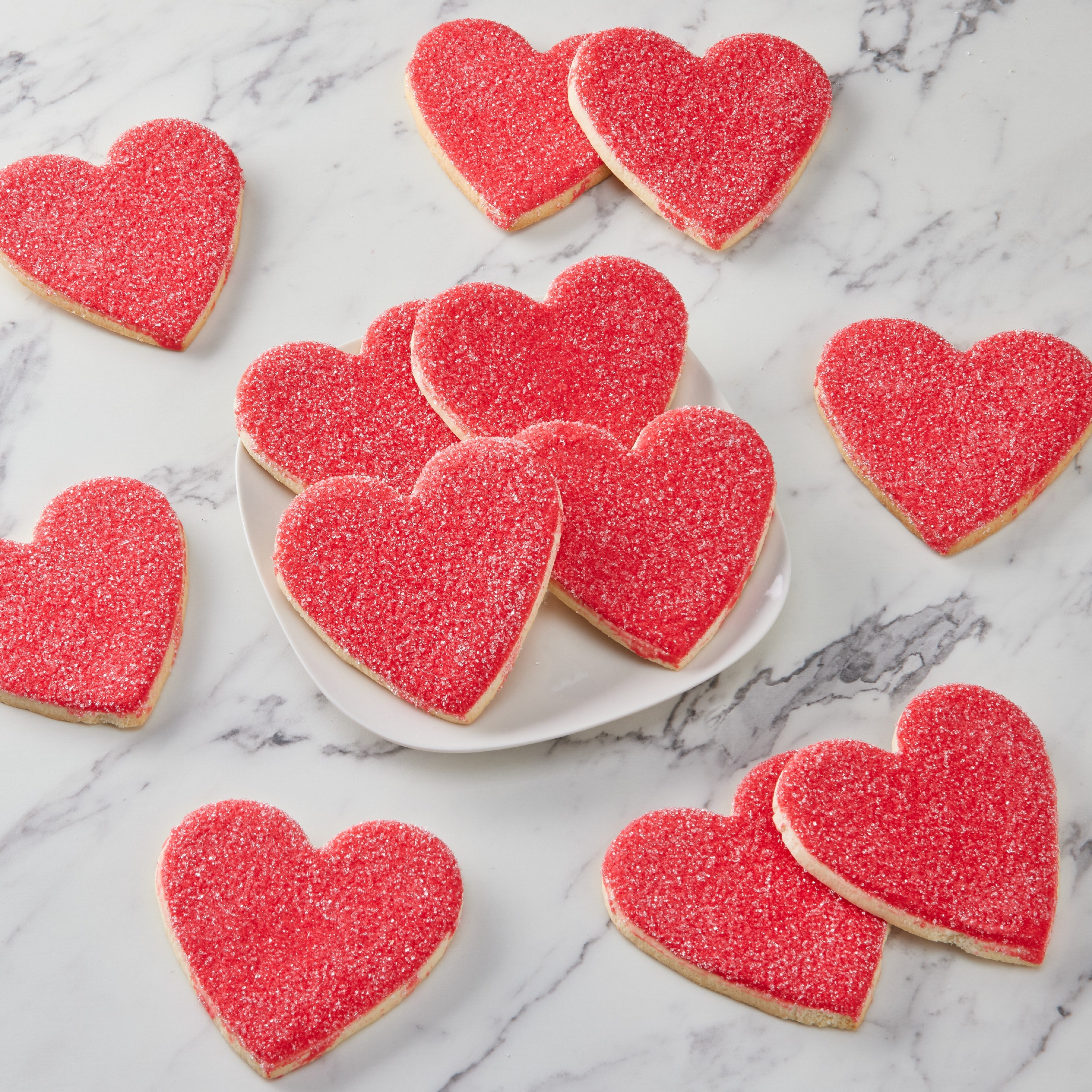 Smiley® Cookie Heart-Shaped Sparkle Sugar Cookies, 50 Count, 4"