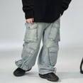 thumbnail image 2 of XXWXYD Teen Boys’ Oversized Cargo Jeans - Y2K Baggy Denim Pants with Elastic Waist, Skate Park Ready Streetwear Trousers with Multiple Pockets, 2 of 8