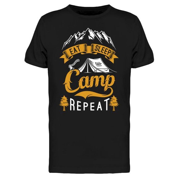 Eat Sleep Camp Repeat T-Shirt Men -Image by Shutterstock, Male x-Large