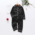 thumbnail image 5 of SUXIAN Family Matching Christmas Pajamas Satin Solid Button Sleepwear Nightwear Soft Top Pants Two Piece Set, 5 of 8