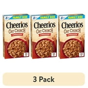 (3 pack) Cheerios Oat Crunch Cinnamon Breakfast Cereal, Made with Whole Grain, Family Size, 24 oz