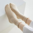 thumbnail image 2 of Womens Socks, Size 5-9, Ruffle Turn-Cuff Casual Crew Socks Breathable Cool Knit Cotton Lettuce Ankle Frilly Sock 6 Pack Multicolour, 2 of 7