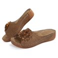 thumbnail image 6 of Slippers for Women,Stylish Opentoe Wedges With Leather Top And Flower Slippers Are Comfortable Shoes With Temperament,Womens Slippers,Brown,9, 6 of 9