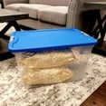 thumbnail image 6 of Homz 64-Quart Clear Stackable Plastic Storage Container, Blue/Clear, 6 of 9