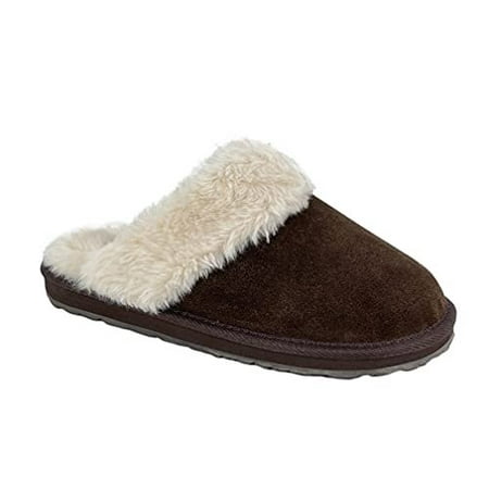 

Clarks Womens Open Back Suede Leather Comfort Clog Slipper JMS0583C - Plush Faux Fur Trim - Indoor Outdoor House Slippers For Women 11 M US Pewter