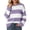 Purple, variant on Sweater for Women Stripe Color Block Ribbed Knitted Long Sleeve Crewneck 2025 Fall Outfits Khaki