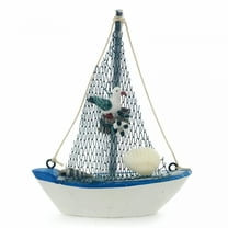 LAMIRO Mini Sailboat Model Decoration Wooden Miniature Sailing Boat Home Decor, Beach Themed Home Decoration for Table Top Living Room Bedroom,Ocean Party Decorations