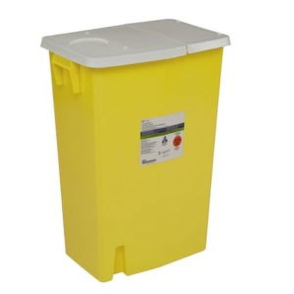 Chemotherapy Sharps Container SharpSafetyâ„¢ 1-Piece 26 H X 18-1/4 W X 12-3/4 D Inch 18 Gallon Yellow Hinged Lid