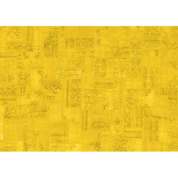 Ahgly Company Indoor Rectangle Abstract Yellow Modern Area Rugs, 5' x 7'