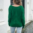 thumbnail image 2 of Lu's Chic Women's Long Sleeve Sweater V Neck Top Deep V Neck Sexy Drop Shoulder Holiday Cutout Soft Knitwear Green Large, 2 of 4