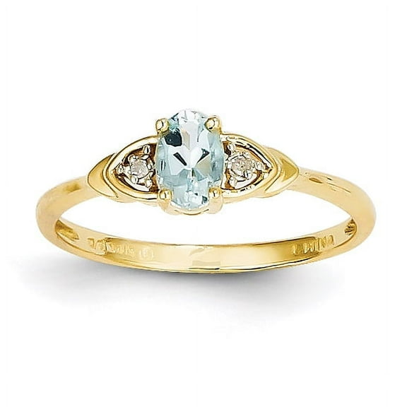 14K Diamond & Aquamarine Ring
