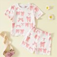 thumbnail image 4 of Xudanell Girls 2 Piece Outfits Summer Bow Embroidered Set with Top Shorts Fashionable Clothes for Girls Red 3-4 Years, 4 of 4