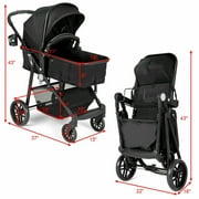 Costway Foldable Baby Stroller 2 in 1 Newborn Infant Travel Buggy Pushchair 22 lbs Black