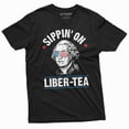 thumbnail image 3 of Men's Funny 4th of July Sipping on Liber-tea sarcastic T-shirt George Washington Liberty Tea Shirt (Medium Navy Blue), 3 of 7