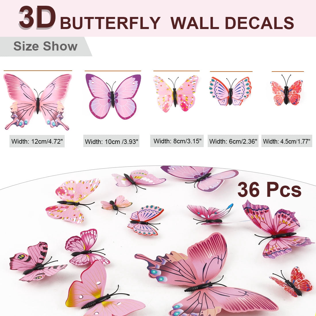 Unique Bargains 36Pcs 3D Butterfly Wall Sticker Decal Removable
