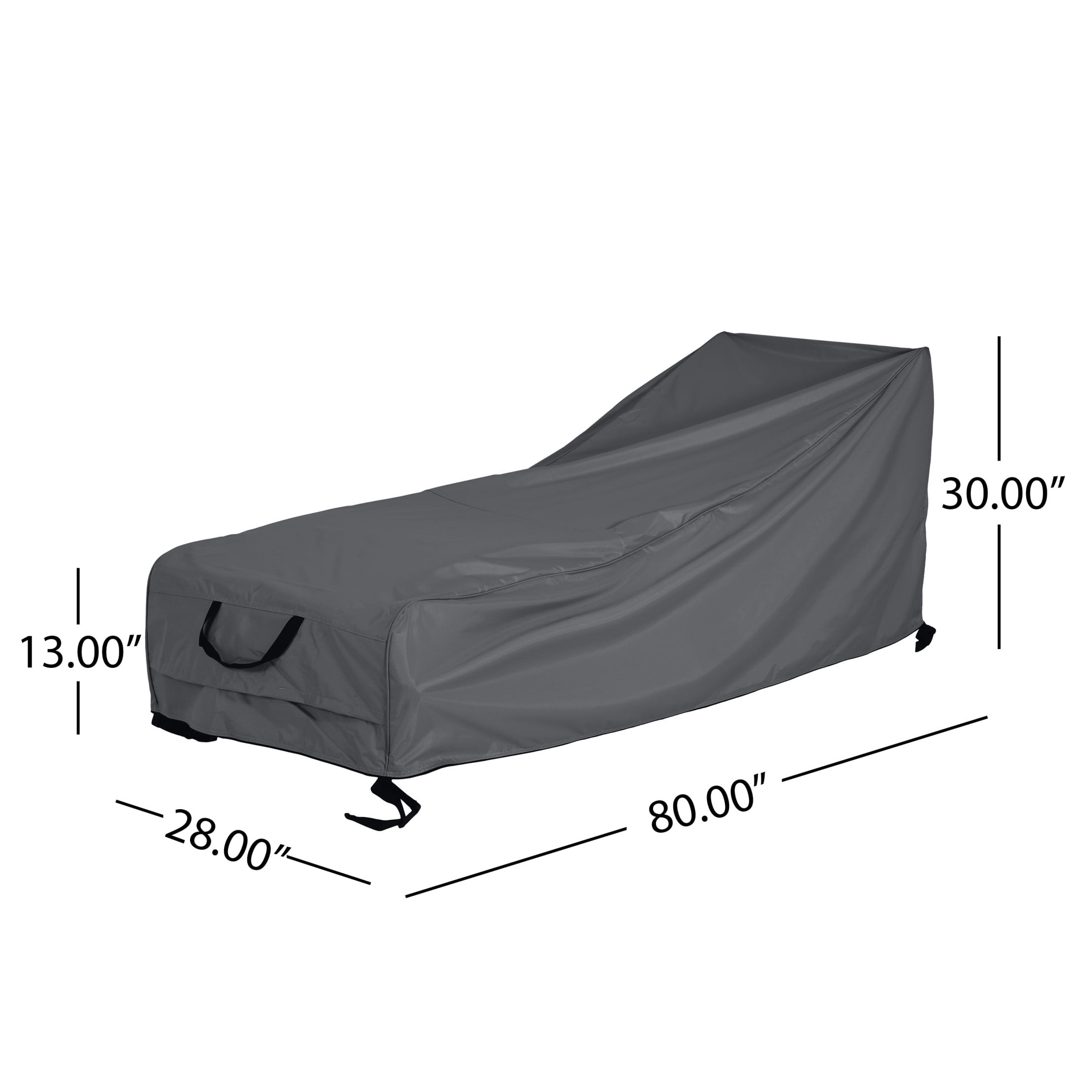 Christopher Knight Home Waterproof Outdoor Chaise Lounge Cover with Air Vents, 80” L x 30” W x 28”, Grey