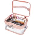 thumbnail image 3 of Bolso de maquillaje transparente de DOBLE capa TANGJMXG rosa, 3 of 5