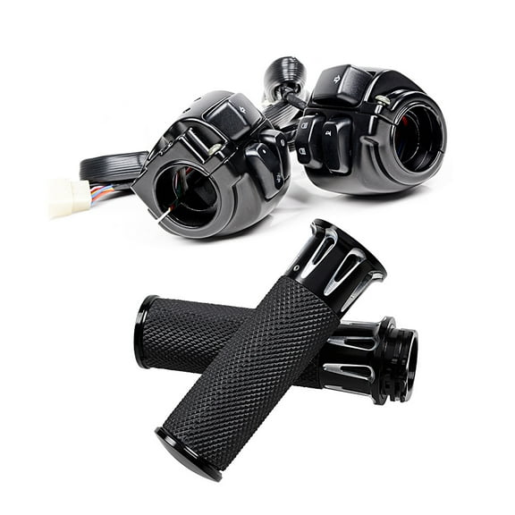 Astra Depot Motorcycle Switches Control   Wiring Harness   Custom Hand Grips Fit 1996-2012 Harley 1" Handlebar