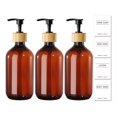thumbnail image 3 of Juegos De Baño 3 Dispensador De Jabon De Shampoo Bambu 500ml marron, 3 of 5