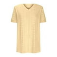 thumbnail image 4 of MIXUE Womens Summer Tops Solid Color V Neck Short Sleeve Loose Fit Casual Plus Size Pullover T Shirts Holiday Wear,Yellow,XXL, 4 of 4