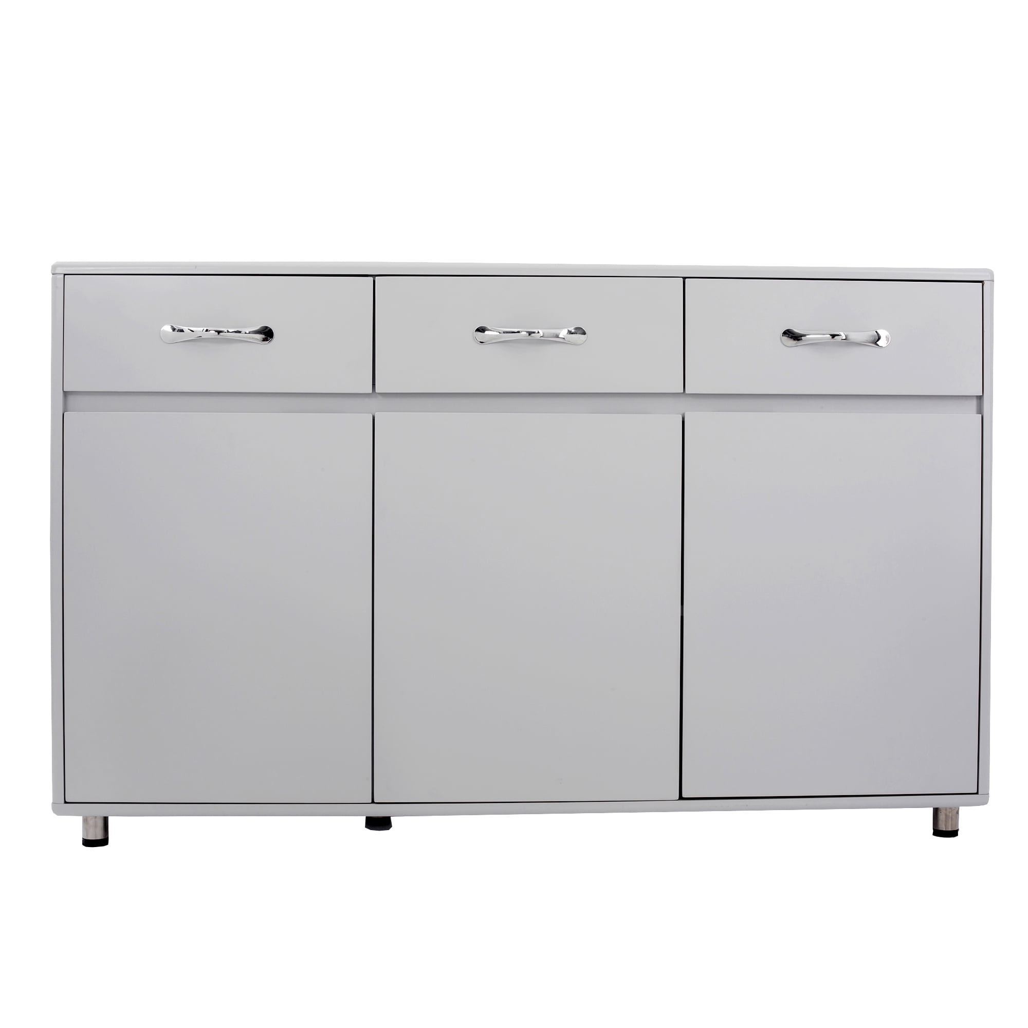 Mintazer Sideboard Buffet Cabinet with 3 Drawers & 3 Doors, Modern Storage Credenza with Adjustable Shelves for Kitchen Dining Room Living Room, Grey