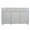 thumbnail image 6 of Storage Cabinet with Drawers and Shelves, Solid Wood Sideboard Table with 3 Doors and 4 Steel Tube Legs for Dining Room Living Room, Easy Assembly, Space Saving, Gray, 6 of 7