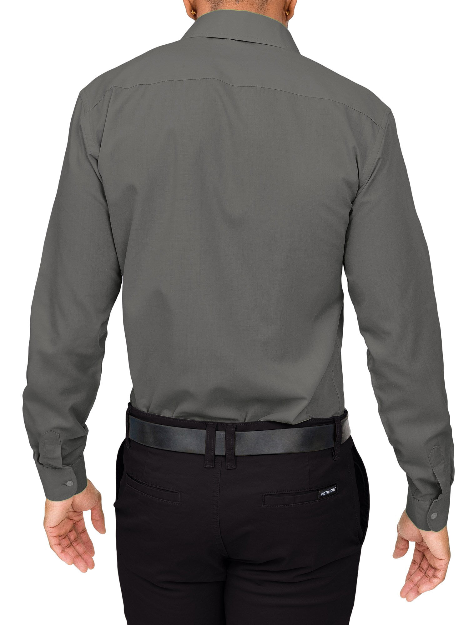 G-Style USA Men's Slim Fit Long Sleeve Dress Shirt - Charcoal -  XL/17-17.5/32-33