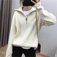 thumbnail image 2 of Women's Long Sleeve Sweater Loose Fit Fall Quarter Zip Pullover Sweaters for Casual Daily Wear Office, 2 of 5