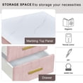 thumbnail image 4 of Atumon Velvet Upholstered Nightstand with 3 Drawers, Wood Bedside Table with Metal Handles and Legs, Modern Nightstand Furniture for Bedroom, Fully Assembled, 16.3"L x 16.3"W x 21.8"H, Pink, 4 of 10
