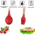 thumbnail image 3 of Los utensilios de cocina antiadherentes del silicón fijaron con la manija de madera dura natural del acacia, 2 pedazos, sin BPA, 3 of 5