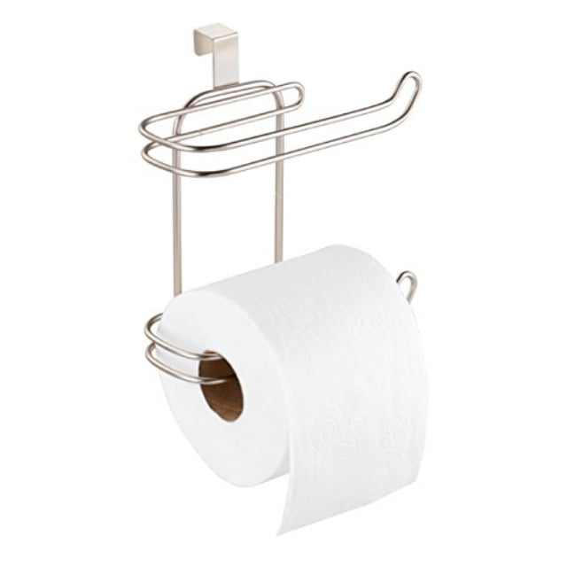 mDesign Metal Over the Tank Toilet Tissue Paper Roll Holder Chrome 2 Pack 