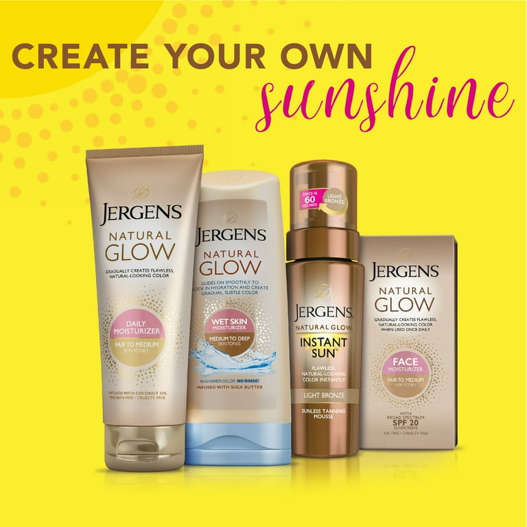 Jergens Natural Glow Wet Skin Moisturizer In Shower Self Tanner Fair to Medium Skin 7.5 oz