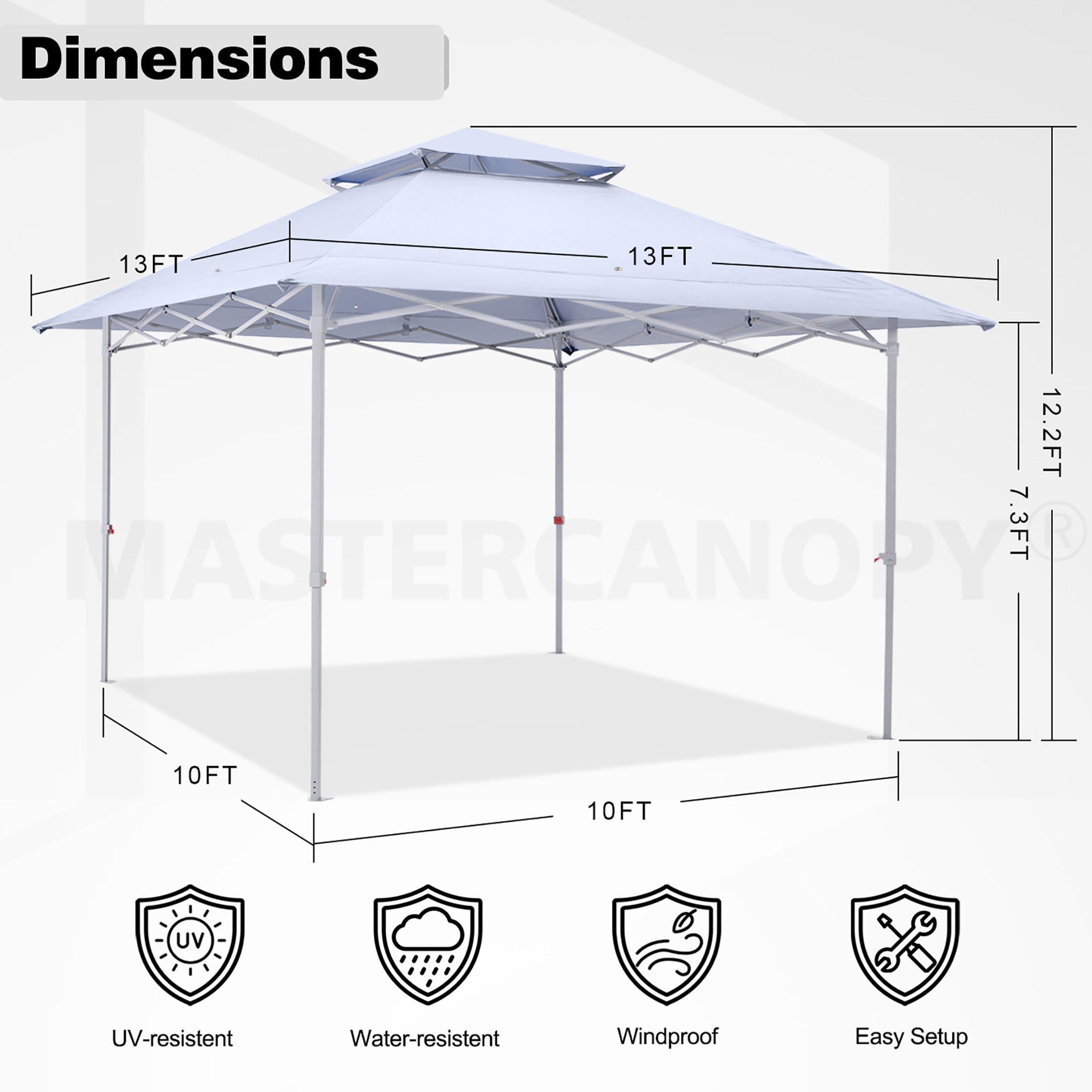 MASTERCANOPY 13'x13' Pop-up Canopy Tent Instant Outdoor Shelter