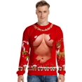 thumbnail image 3 of Chandails en Molleton de Noël Imprimés Poilus Unisexes Col Rond Manches Longues Pull de Noël, 3 of 4