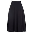 thumbnail image 5 of vigerkar Women's Elastic High Waist Casual Solid Knee Length A-line Stretchy Midi Skirt Black, S, 5 of 5