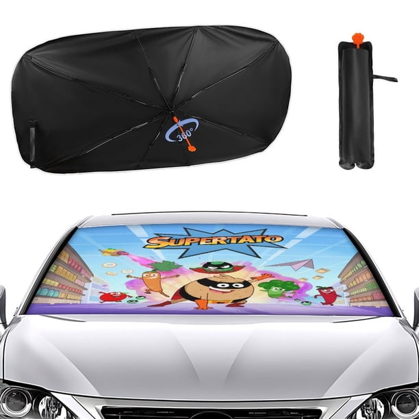 Superpatata Sombrilla Solar para Auto - Protector de Parabrisas Plegable | Cortina Solar Delantero | Bloqueo UV y Aislamiento de Calor 133x73cm