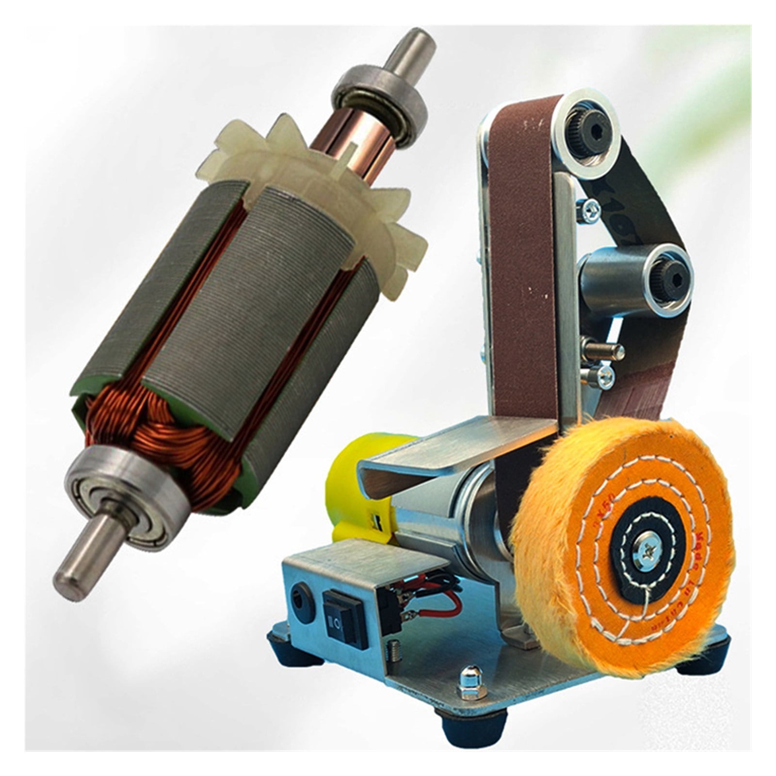 Multifunctional Desktop Vertical Miniature Mini Electric Belt Machine DIY Polishing Machine Fixed Angle Grinder ,Low Vibration