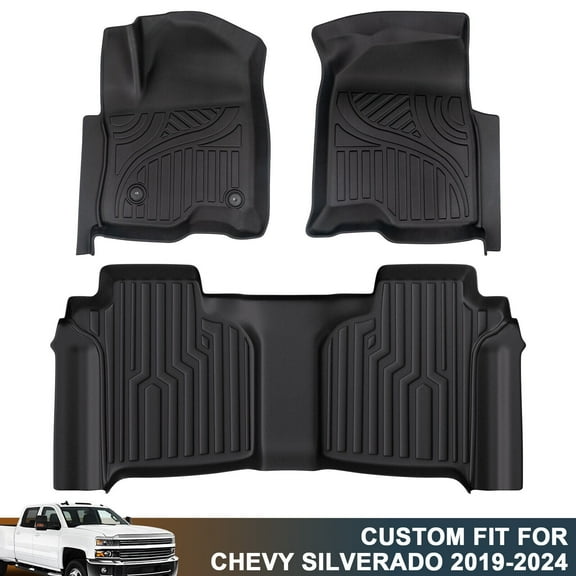 FANOTEK Floor Mats Liners For 2019-2025 Chevy Silverado/GMC Sierra 1500 Crew Cab,For 2020-2025 Chevy Silverado/GMC Sierra 2500HD/3500HD Crew Cab