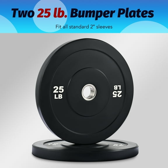 Preenex 25lb Weight Plates 2" Olympic Bumper Plates for Pro School Home Gyms Set of 2