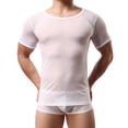 thumbnail image 3 of Men Mesh See Through T-Shirt Fishnet Muscle Top Short Sleeve Clubwear Party, 3 of 11