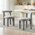 thumbnail image 2 of Boucle Dining Chairs Set of 6, Mid Morden Century Chairs with Curved Back Round Upholstered Round Dining Chairs, Armless,for Bedroom Kitchen and Dining Living Reading Room Reception, Grey, 2 of 9