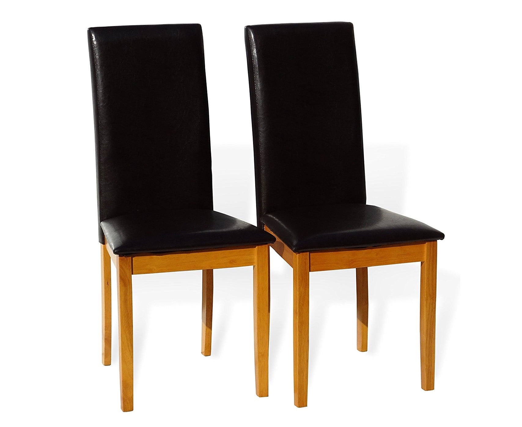 SK New Interiors Set of 2 Dining Kitchen Side Fallabella Chairs Solid Wood w/Padded Seat, Maple