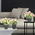 thumbnail image 3 of 3-pcs Artificial Flower Plants Camellia Pink Rose Artificial Potted Plants Cement Potted Plants Fake Flowers Rose Camellia Flower Arrangement Office Home Decor Bathroom Shelving Desk Decoration, 3 of 5