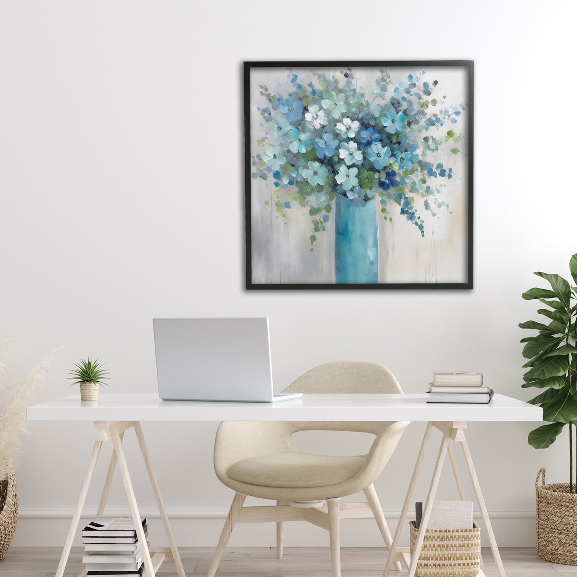 Stupell Industries Indigo Bouquet in Blue Vase Black Framed Giclee Art, design by Creative Studio