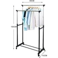 thumbnail image 5 of Livearty (TM) Clothing Rack Dry Rack Drying Rack Double Rod Clothing Metal Garment Rack for Hanging Clothes, Rolling Clothes Organizer with Bottom Shelves 80CM / 32 Inch in Length, 5 of 5
