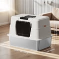 thumbnail image 5 of Fully Enclosed Cat Litter Box, Hooded Cat Litter Pan with Flip Entry Door, 50 x 35 x 35cm Overall Size, Stainless Steel Base 50 x 35 x 10cm, 5 of 5