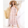 thumbnail image 3 of Vestido GRACE KARIN Boho para mujer con tirantes finos, maxi beige con estampado floral, 3 of 5
