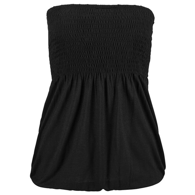 Plus Size Sexy Strapless Tube Tops For Women Ladies Summer Boho Beach  Holiday Strapless Tee Shirt Tops Ladies Casual Loose Bandeau Tube Tops 